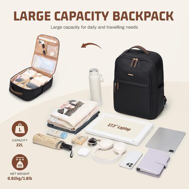Дорожній рюкзак для жінок та чоловіків, рюкзак для ноутбука 17,3 дюйма, великий шкільний рюкзак. Рюкзак Travrl з відділенням для ноутбука для бізнесу, університету, чорний (петля на 180 градусів) 17,3&39