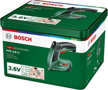 Акумуляторний степлер Bosch PTK 3.6 LI (Вбудований акумулятор, 3.6 вольт, 30 ударів/хв, у металевому корпусі) PTK 3.6 LI 1.5 Ah Зарядний пристрій USB