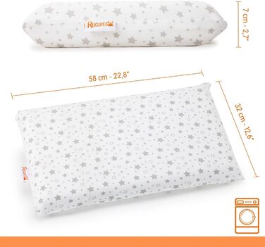 ПОДУШКИ - Дитяча подушка з піни з пам'яттю, гіпоалергенна та дихаюча - Дитяча подушка - 100 бавовняний чохол, що можна прати - Oek