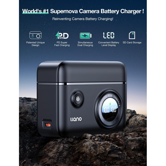 Швидкий зарядний пристрій llano DMW-BLK22 для Panasonic Lumix S5, S5II, S9, GH6, S5IIX, GH5 II, S5M2, S5M2X, GH5M2, PD 18 Вт, двоканальний, зарядний пристрій типу C USB