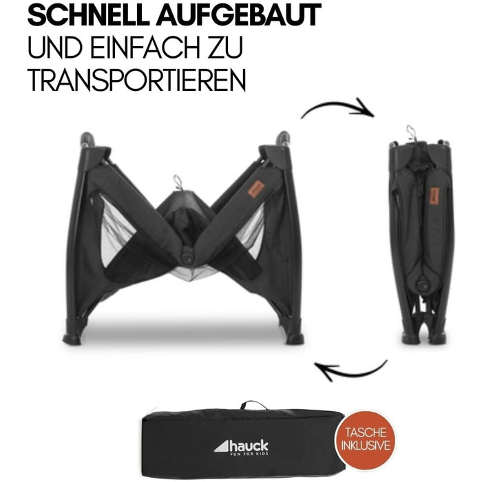 Дорожнє ліжечко Hauck Play N Relax Center з пеленальною підкладкою, регульованою висотою та боковим входом - колір Melange Black