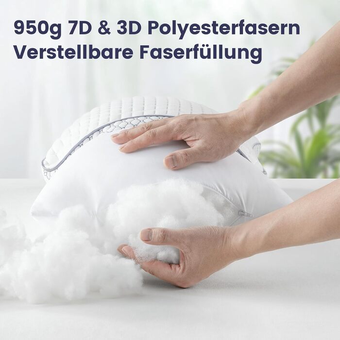 Подушка BedStory 40x80 зі знімним чохлом, регульованим наповнювачем з волокна, готельна подушка на блискавці, комплект з 2 подушок з мікрофібри 950 г, подушка для шиї, яку можна прати, для алергіків