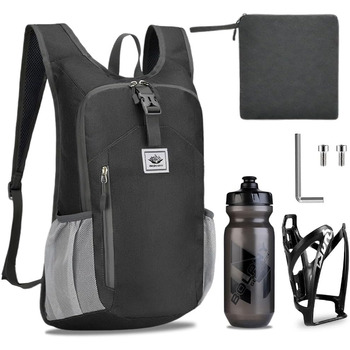 Велосипедний рюкзак-тримач, 15 л / 610 мл пляшка, Надлегкий, Текстиль, Чорний