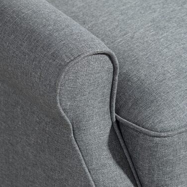 Крісло-рекламо HOMCOM 132 max з підставкою для ніг та пружинами кишенькового типу, м&39яке крісло з лляним ефектом, сталь та дерево, 74x84x102 см, сірий