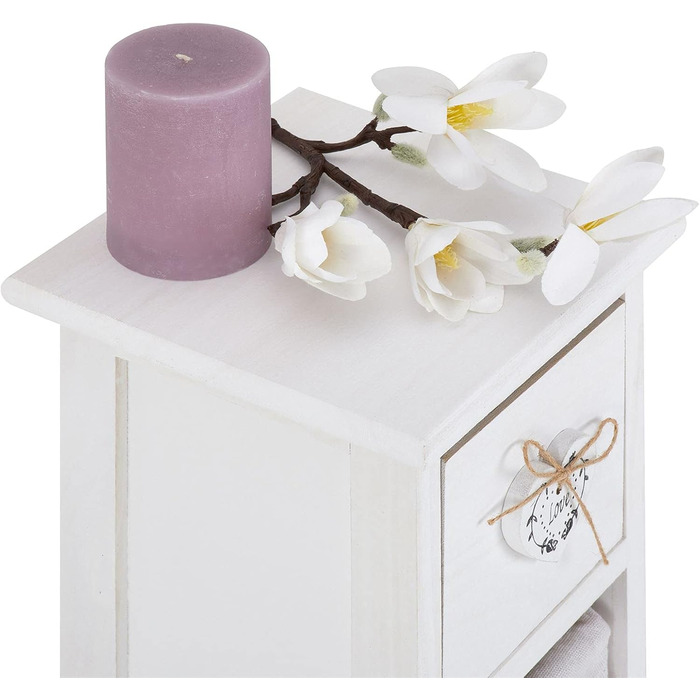 Комод CARO Furniture Flower, окремостояча полиця білого кольору з 1 шухлядою та 3 кошиками