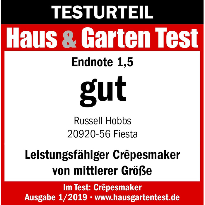 Млинар Russell Hobbs Ø30 см, тарілка з антипригарним покриттям, в т.ч. розкидач тіста та токарка Електричний гриль Fiesta (для млинців, млинців, галет і буріто, Taccos, 1000 Вт) Настільний гриль 20920-56 Млинарка одинарна