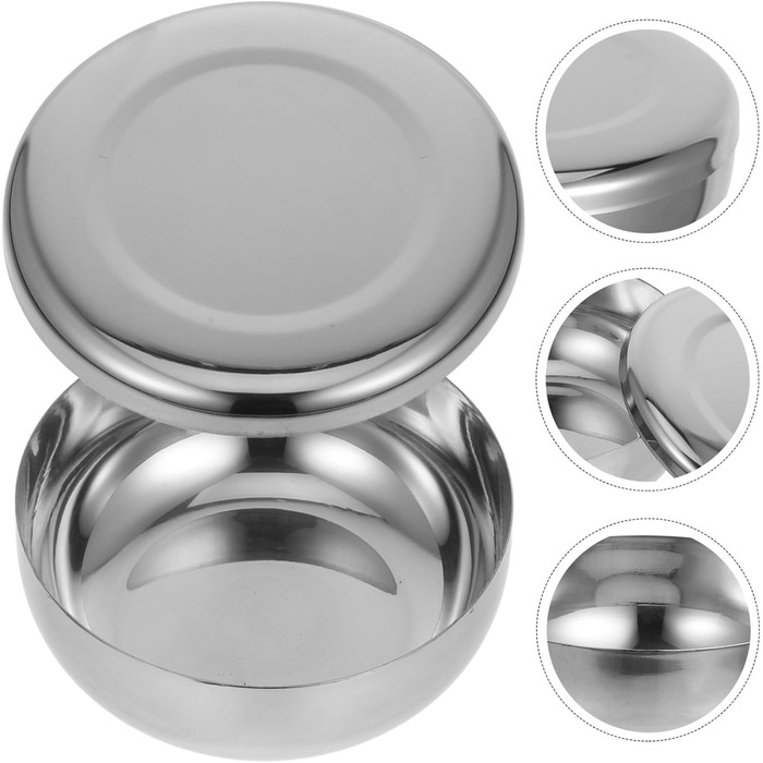 Миски з нержавіючої сталі Toyvian з кришками, набір із 3 глибоких мисок для рису та супу, маленькі металеві миски з подвійними стінками, ізольовані миски для рису для салату, закусок та зберігання.