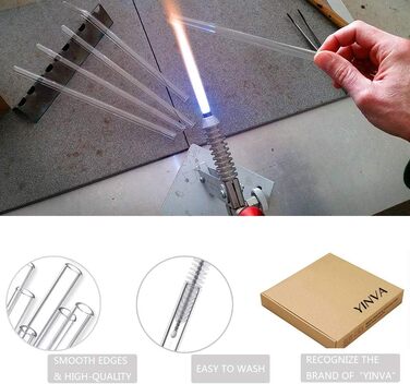 Скляні соломинки AOTWAN багаторазові 20 шт. скляних соломинок, 6 коротких 6 довгих прямих скляних соломинок, 4 вигнуті скляні соло