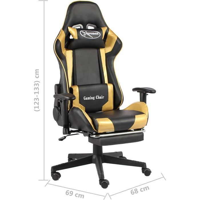 Ігрове крісло з підставкою для ніг, обертове, золотистий ПВХ, офісне крісло, масажне ігрове крісло для ПК