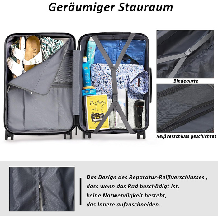 Ручна поклажа TANTOMI, 20-дюймова валіза з твердим корпусом, візок, легка валіза на колесах з ABS-пластику, дорожня валіза з 4 колесами, 3-значний кодовий замок (світло-темно-зелений, 41 л) Світло-темно-зелена ручна поклажа (M)
