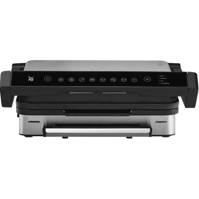 Електрогриль 2000 Вт, 6 програм, сенсорна технологія, пластини з покриттям, гриль Panini, нержавіюча сталь матова