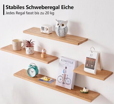 Плаваюча дерев&39яна полиця, настінна полиця дуб 30 см, комплект з 2 предметів, маленька полиця дубова настінна дошка, полиця для спецій, полиця для ванної кімнати, спальні, вітальні, кухні 30 см 2 шт. (натуральний дуб)