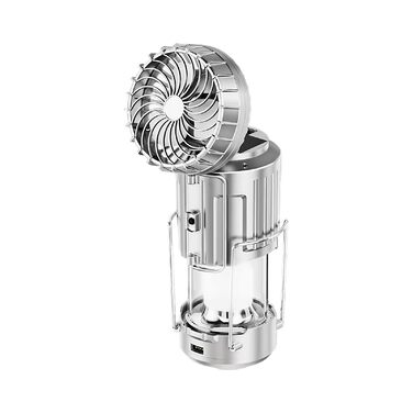 Портативний світлодіодний кемпінговий ліхтар Civicy 5-в-1 з USB-живленням для економії енергії, виготовлений з ABS-пластику, з сонячною батареєю та зарядкою від USB, сріблястий