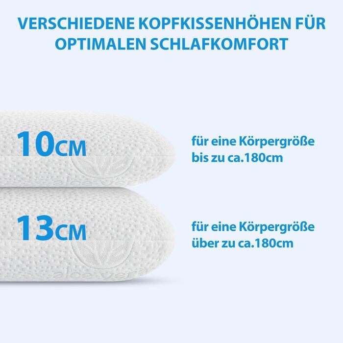 Подушка BedStory з піни з ефектом пам&39яті 60x40 см 13 см - Ергономічна подушка для підтримки шиї - Дихаюча подушка зі знімним та пральним чохлом - Подушка Visco, сертифікована Oeko-Tex, 604013 см