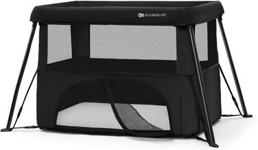 Дитяче ліжечко Kinderkraft CAMI 3-в-1, дорожнє ліжечко для малюків від народження до 3 років, функція манежу, легке компактне складання, дорожній рюкзак у комплекті, два рівні, чорний
