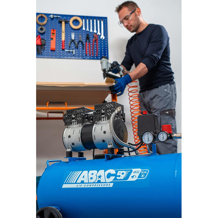 Малошумний повітряний компресор EASE-AIR 50, безмасляний повітряний компресор, максимальний тиск 8 бар, потужність 1 к.с., 50-літр