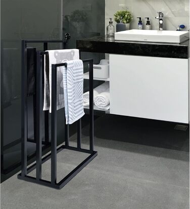 Рушникосушка KUNO, вішалка для рушників, з 3 рушникосушками, з металу, чорна