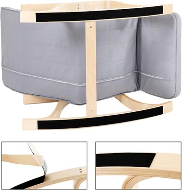 Крісло-гойдалка SONGMICS Birchwood, крісло-гойдалка, регульована підставка для ніг у 5 положеннях, бавовняний чохол, вантажопідйомність до 150 кг, вітальня, спальня, світло-сірий LYY41G, 67 x 125 x 91 см