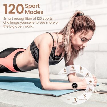 Жіночий смарт-годинник RUXINGX з функцією телефону, 1,32-дюймовий HD Full Touch екран, наручний годинник з монітором серцевого ритму SpO2, монітором менструального циклу, монітором сну, крокоміром, трекером калорій, фітнес-трекером, IP68, сумісний з iOS/A