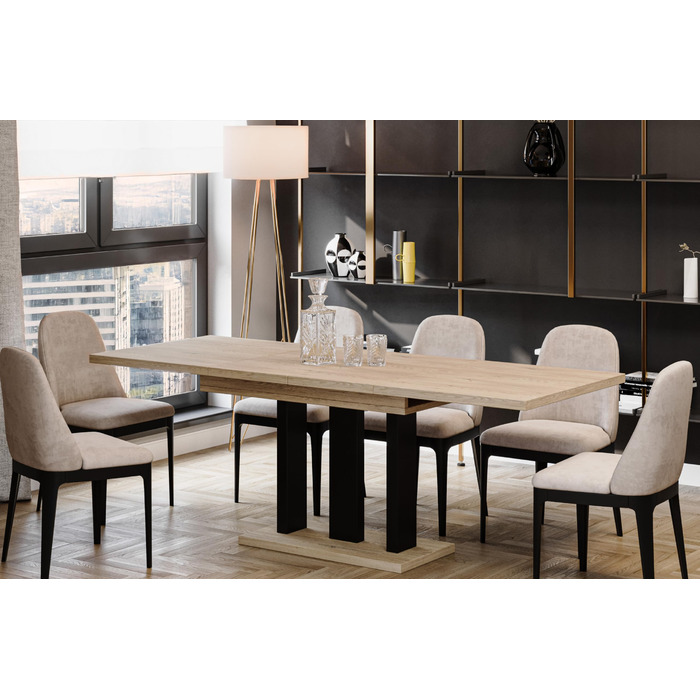 Обідній стіл Endo-Moebel Appia 130 см - 210 см розсувний стіл на підставці кухонний стіл синхронізоване висування Ніжки столу матові (дуб кремона)