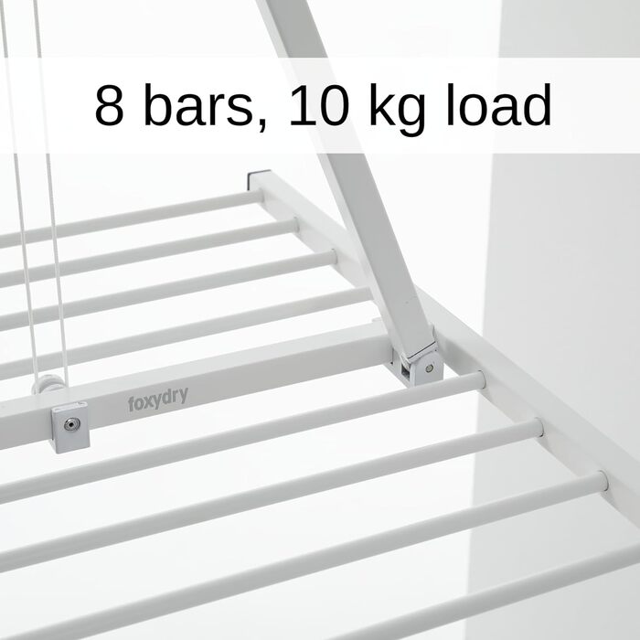 Стельова вішалка Foxydry Mini, вертикальна вішалка для одягу, складна з алюмінію та сталі 152x54x25 см 152 см Білий