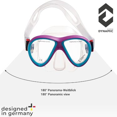 Набір для підводного плавання La Gomera Pro Jr. для дітей Розроблено в Німеччині Професійний силіконовий 2-елементний дитячий дайвінг-набір (маска для підводного плавання, трубка та сітчаста сумка) з сухою трубкою та захисною лінзою рожевого/блакитного ко