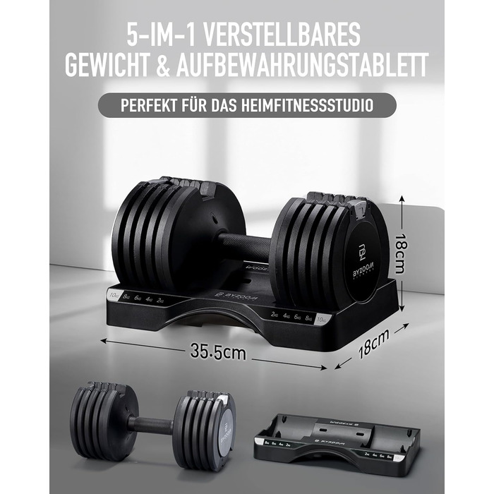 Гантелі BYZOOM FITNESS, що регулюються, 10 кг