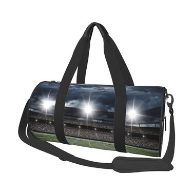 Дорожня сумка Місячні Вовки, 3D-дизайн, кругла форма, великий об'єм, легка та міцна, ідеальний подарунок для походів, відпустки, ділових поїздок та іншого, нічне освітлення стадіону, універсальний розмір