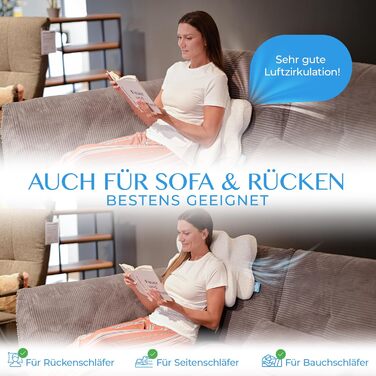 Ортопедична подушка для шиї ARI - Ергономічна подушка з чохлом з піни з ефектом пам&39яті та бавовни Для сну на животі, спині та на боці Подушка з піни з ефектом пам&39яті, включаючи сумку для перенесення та чохол