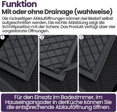 Килимок для вулиці DEXI 43 x 90 см, нековзний килимок для уловлювання бруду з виступами, водонепроникний килимок для вулиці, килимок для миття для використання всередині та зовні приміщень, чорний 43 x 90 см