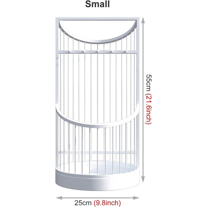 Великий круглий тримач для парасольки з 2 рівнями, міцна, видовбана підставка для готельних парасольок з 5 гачками та піддоном для крапель, парасолька (біла S 25 см x 55 см) Біла S 25CM X55CM