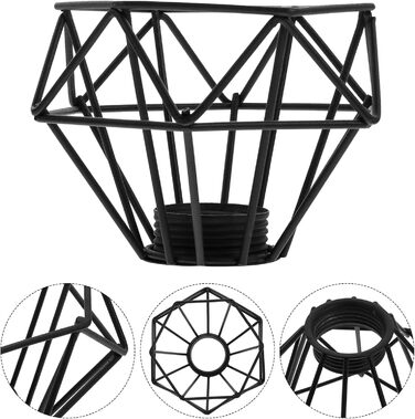 Металева лампочка Захисна клітка Абажур Вінтажний тримач для лампи Підвісний шнур освітлення Освітлювальний прилад Фермерський будинок Спальня Оздоблення їдальні, 3,62X3,62X2,55 дюйма Чорний