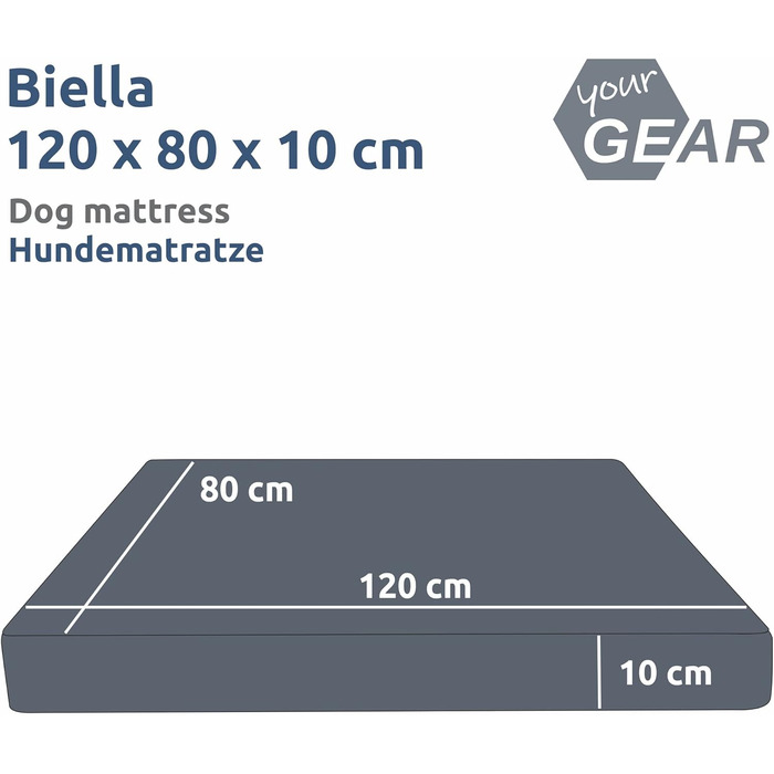 Ваше ортопедичне ліжко для собаки GEAR Biella 120x80x10 см, килимок для собаки, подушка для собаки, Oeko-TEX, можна прати