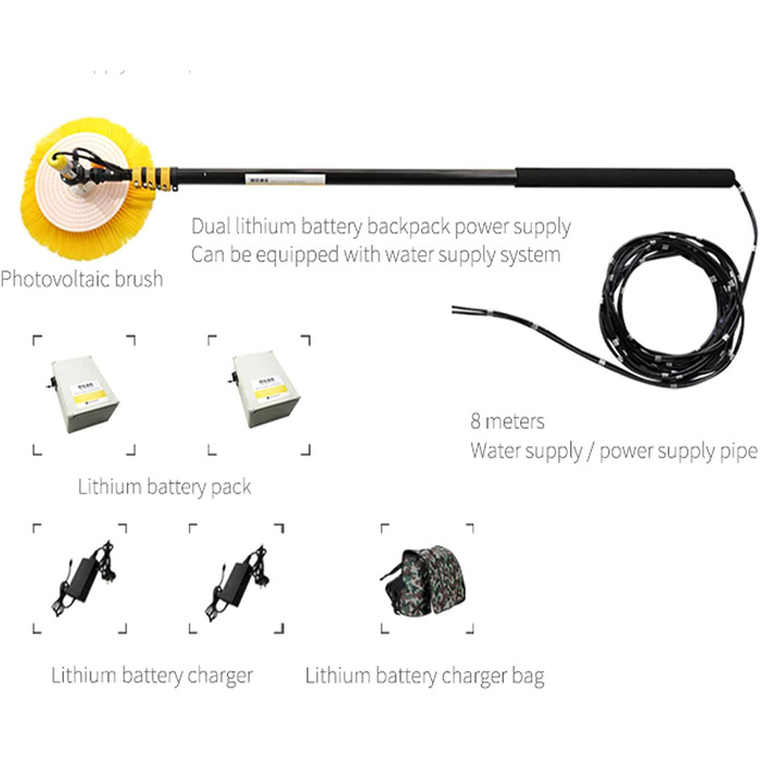 Електрична щітка для чищення сонячних панелей з водою для миття фотоелектричних панелей інструмент для чищення скла / 5M