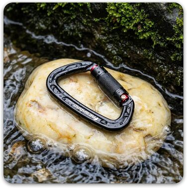 Карабін для альпінізму FresKaro 25kN, сертифікований CE, з поворотним замком, великий 10 см, швидкознімний та міцний, витримує максимум 2550 кг, підходить для альпінізму, спуску на веревках, повідків для собак, чорний та сірий, чорний - 2 шт.