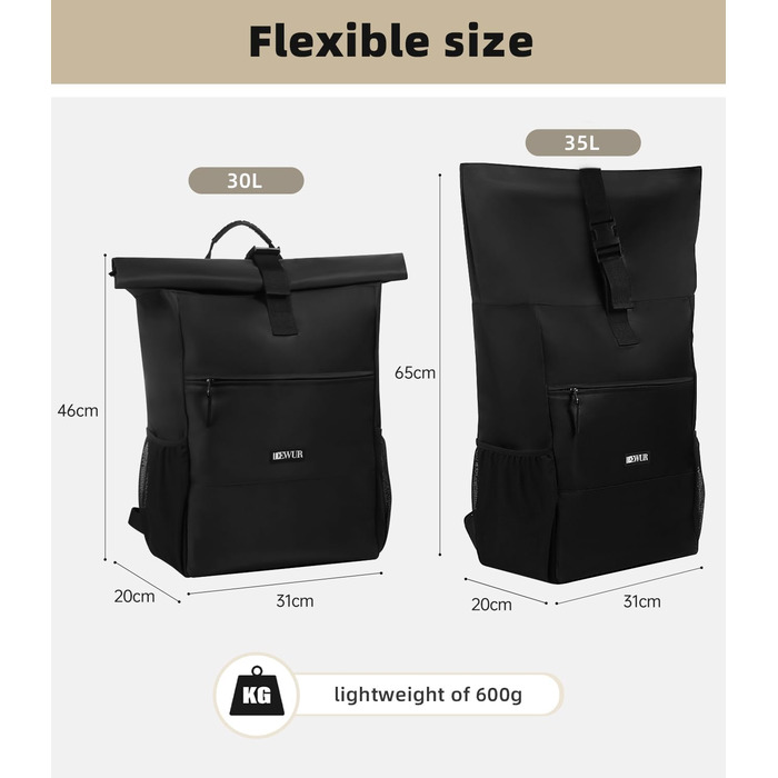 Термальний рюкзак 35 л, рюкзак-холодильник, водонепроникний рюкзак для пікніка з відкривачкою для пляшок, пікніків, кемпінгу, пляжу, походів, подорожей, шопінгу, чорний