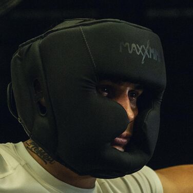 Головний убір MaxxMMA з повним покриттям, боксерський, ММА, тренувальний, кікбоксинг, спаринг, карате, тхеквондо, розмір L, чорний