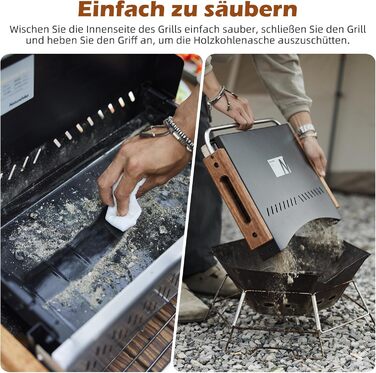 Вугільний гриль Naturehike, складний гриль 50,2 x 32,8 x 33,5 см, портативний, мобільний, для кемпінгу, настільний, для барбекю, гриль-валіза для зовнішнього використання, настільний, для саду, чорний