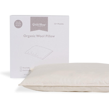 Дитяча подушка Little Green Sheep 40x60 см, дитяча подушка з органічної вовни для малюків - м'яко сформована для всебічного комфор