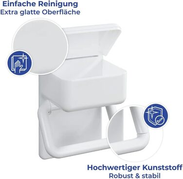 Тримач туалетного паперу Maximex 2 в 1 з поличкою, пластиковий, у комплекті з кріпильним матеріалом, 16 x 20 x 11 см