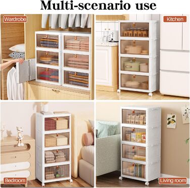 Коробка для зберігання з кришкою - пластикова коробка 23 л * 4 з кришкою, коробки для зберігання з кришкою, розкладна коробка, складні контейнери для зберігання для дому та офісу, білий колір, 4 упаковки по 23 л (4 яруси та 1 кришка)