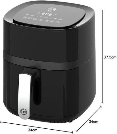 Фритюрниця MasterChef 5.5 л фритюрниця 1500 Вт, фритюрниця гаряче повітря без жиру для 4-6 осіб, фритюрниця з цифровим сенсорним екраном і 7 програмами, попередній нагрів і підтримання тепла, 80-200C 5.5 л