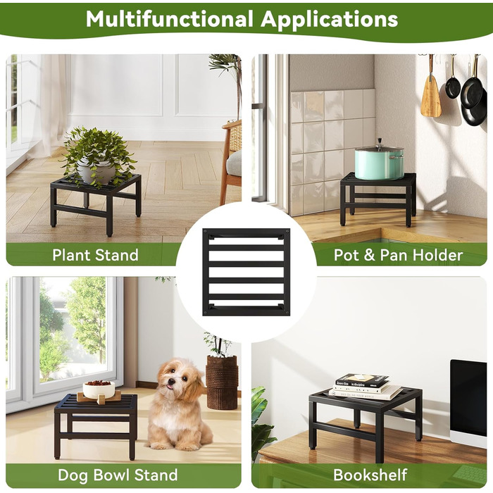 Підставка для рослин IBUYKE з 3 предметів, металева, для використання в приміщенні/на вулиці, міцна підставка для невеликих квіткових горщиків 30 см, сучасна квадратна полиця для рослин, підставка для вітальні, балкону, саду, чорна TMJ075B-3 чорна 30 см -