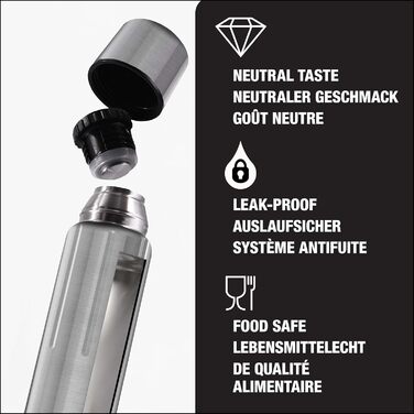 Ізольована пляшка для води - Термос IBT з дорогоцінним камінням - З чашкою - Герметична - Легка як пір&39їнка - Без BPA - Нержавіюча сталь 18/8 - 0,5 л / 0,75 л / 1,1 л Селеніт 1,1 л