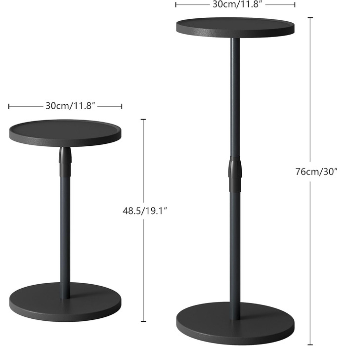 Круглий регульований бічний столик, маленька дерев&39яна тумбочка, бічний столик для диванів, для невеликих приміщень, вітальні, спальні, чорного кольору ET-010BW