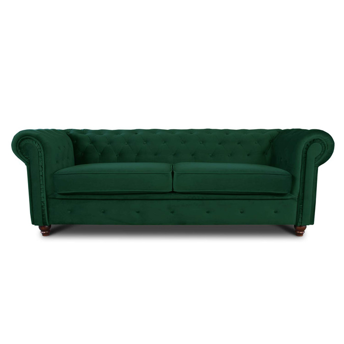 Місний диван Sofnet Chesterfield Asti, 3-місний диван, гламурний дизайн, комплект диванів, дерев&39яні ніжки, м&39який диван - вітальня, велюр (темно-зелений (Velvet 78)), 3-