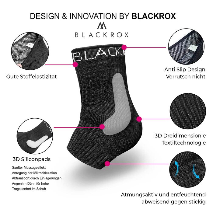 Бандаж для гомілковостопного суглоба BLACKROX Найкращий вибір 2024 розмір S-L Для жінок та чоловіків Бандаж на гомілковостопний суглоб Ідеально підходить для спорту, футболу, бігу та бодібілдингу ГОМІЛКОВОСТОПНИЙ СУГЛОБ Чорний Розмір L L Чорний