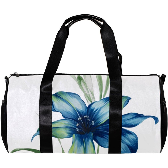 Спортивна сумка, маленька дорожня сумка, сумка для шопінгу та йоги, квітковий принт Лілія, блакитна квітка, сумка для фітнесу на відкритому повітрі, ручна поклажа