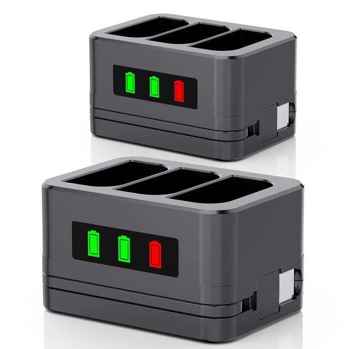 Слотовий зарядний пристрій, зарядна станція, підходить для дверних дзвінків Ring та акумуляторів камер, зі світлодіодним дисплеєм, сумісний з відеодомофоном 2/3/4/3 Plus/Spotlight Cam/Peephole Camera, 2 шт., 3-