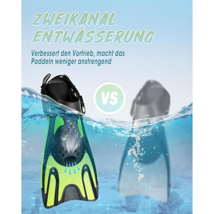 Регульовані ласти для сноркелінгу Hikeen короткі ласти для плавання для дорослих з відкритою п&39ятою, ласти для дайвінгу унісекс, включаючи сітчасту сумку 37-41